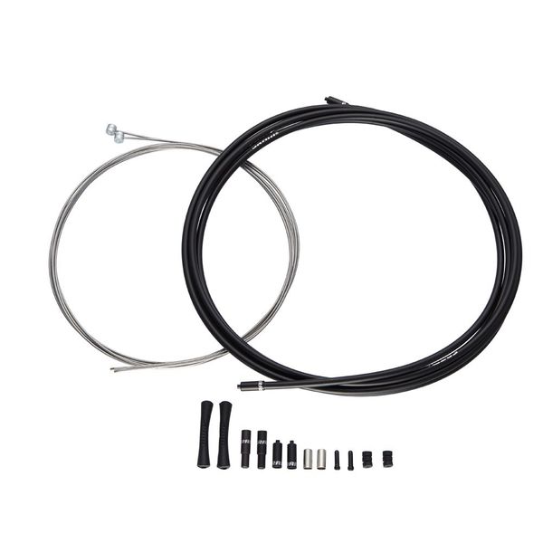 Sram Slickwire Pro MTB Brake Cable Kit 5mm (1x1350mm, 1x2350mm 1.5mm Pol SS Cables, 5mm Kevlar® Reinforced Linear Strand Housing, Ferrules, End Caps, Frame Protectors) Black click to zoom image