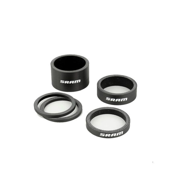 Sram Headset Spacer Set, Ud Carbon (2.5mm X 2, 5mm X 1, 10mm X 1, 20mm X 1): Gloss White Logo 1.1/8 (28.8mm) click to zoom image