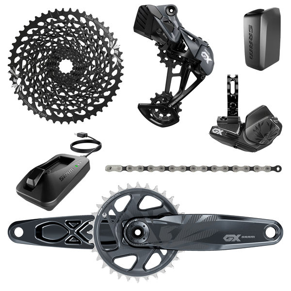 Sram GX Eagle AXS Dub Groupset - 10-50t - Includes: Rear Der & Battery, Trigger Shifter Wclamp, Crankset Dub 12s 170/175 Boost Wdm 32t Xsync2 Chainring, Gx Eagle Chain, Cassette Xg-1275 10-50t, Charger/Cord, Chaingap Gauge 2022 click to zoom image