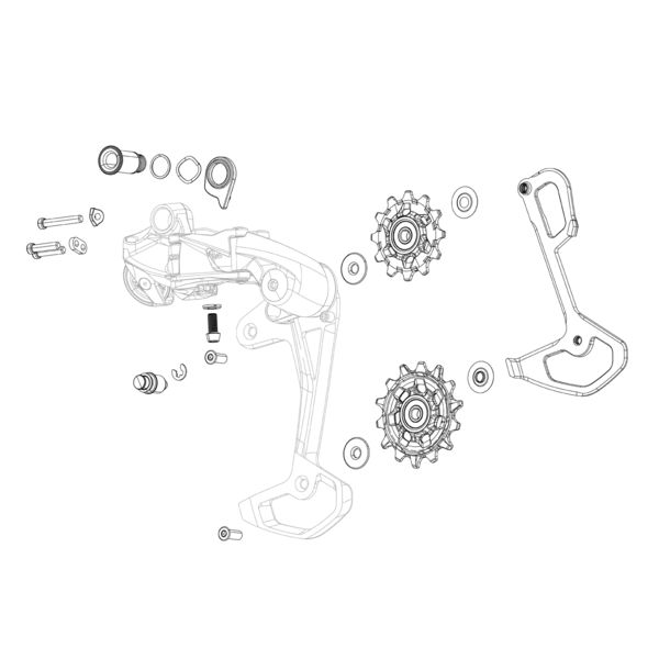 Sram Rear Derailleur Cover Kit Xxsl T-type Eagle Axs (Upper & Lower Outer Link With Bushings, Including Bolts) click to zoom image