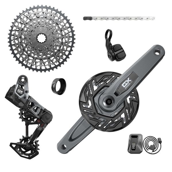 Sram Gx T-type Eagle E-mtb Brose Transmission Axs Groupset (Rd W/Battery/Charger/Cord, Ec Pod, Fc Gx Brose Isis 160 W/Cap, Cr T-type 36t, Clip-on Guard, Cn 126l, Cs Xs-1275 10-52t): 160mm click to zoom image