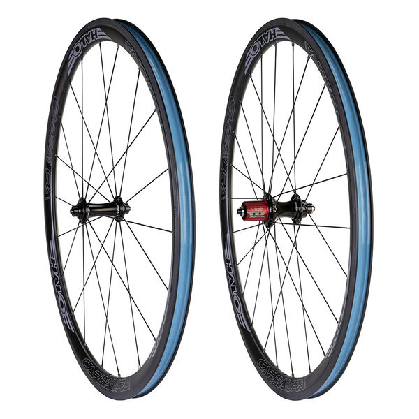 Halo Carbaura RC35 RS2 Road Pair 35mm deep carbon Rim brake rim, Halo RS2 Hubs, 20H Ft,16/8H Rr 11sp Shimano 700c click to zoom image