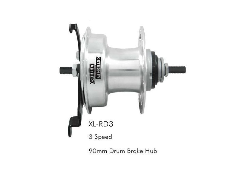 Sturmey Archer S30 3sp Gear Hub, 3spd Alloy with 90mm drum brake. 130mm O.L.D. inc. Gear control click to zoom image
