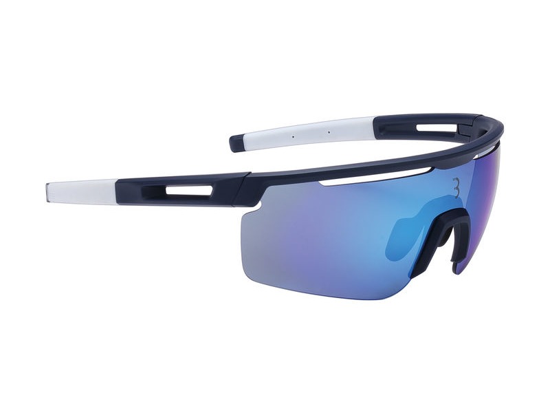 BBB Avenger Sport Glasses Matte Blue, White Tips, Blue Lenses click to zoom image