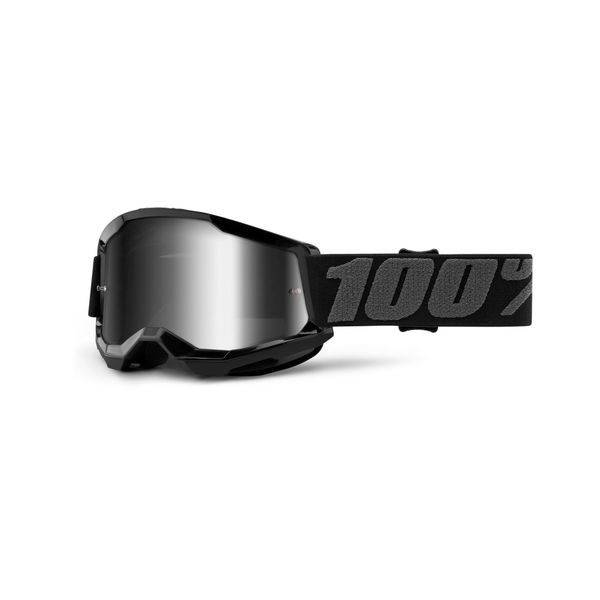 100% Strata 2 Youth Goggle Black / Silver Mirror Lens click to zoom image