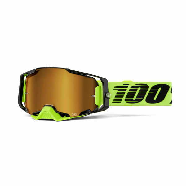 100% Armega Goggle Neon Yellow / Mirror Gold Lens click to zoom image