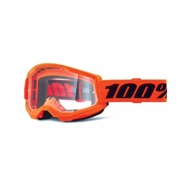 100% Strata 2 Goggle Neon Orange / Clear Lens click to zoom image