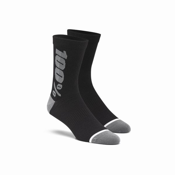 100% Rhythm Merino Wool Performance Socks Black / Grey click to zoom image