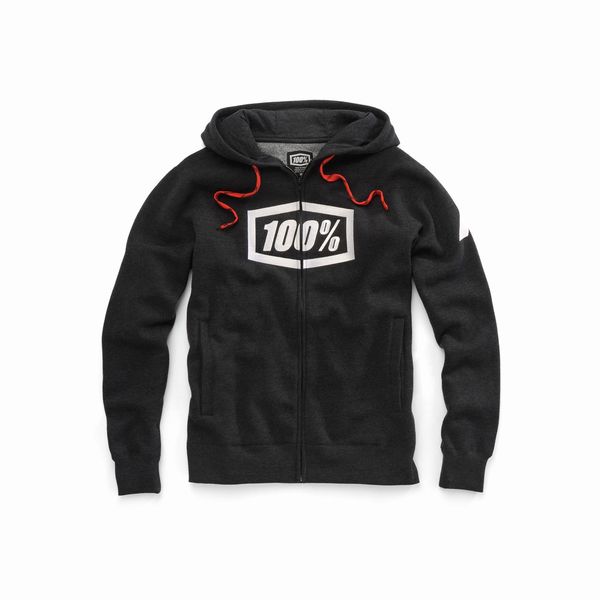 100% Syndicate Zip Hoodie Black Heather / White click to zoom image