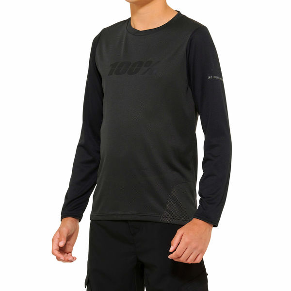 100% Ridecamp Youth Long Sleeve Jersey 2022 Black / Charcoal click to zoom image