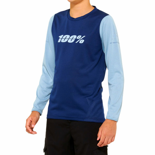 100% Ridecamp Youth Long Sleeve Jersey 2022 Navy / Slate click to zoom image