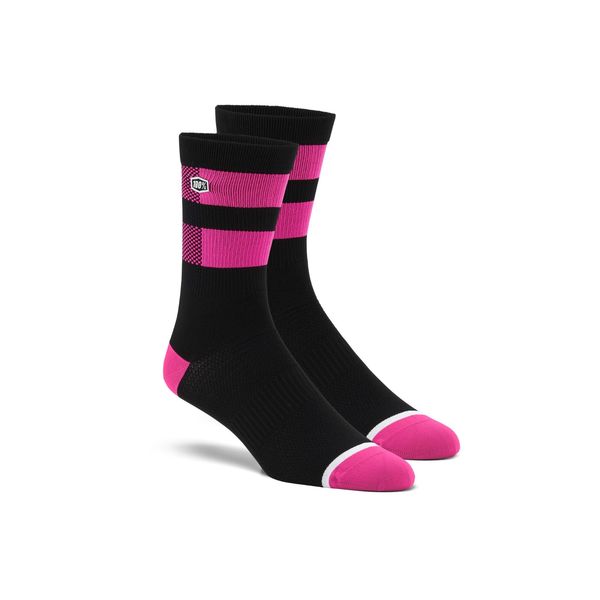 100% FLOW Performance Socks - Black/Fluo Pink click to zoom image