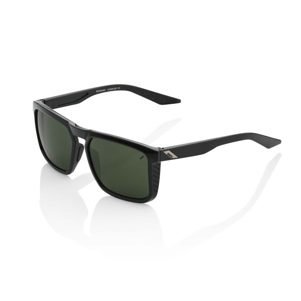 100% Renshaw Glasses - Gloss Black / Grey Green Lens click to zoom image