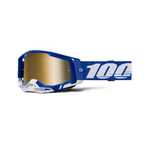 100% Racecraft 2 Goggle Blue / Mirror True Gold Lens click to zoom image