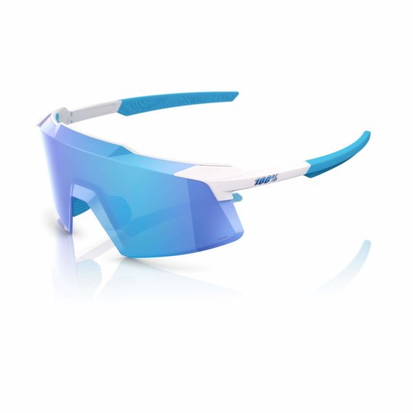 100% Aerocraft Glasses - Matte White / HiPER Blue Mirror Lens click to zoom image