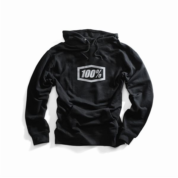 100% Essential Hooded Pullover Sweatshirt Black click to zoom image