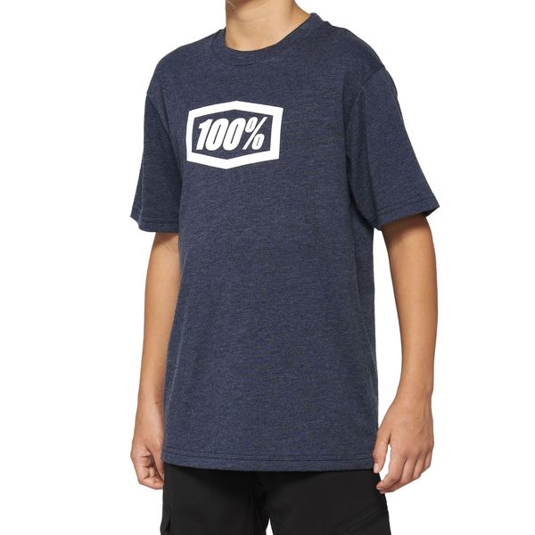 100% ICON Short Sleeve Youth T-Shirt Navy Heather click to zoom image