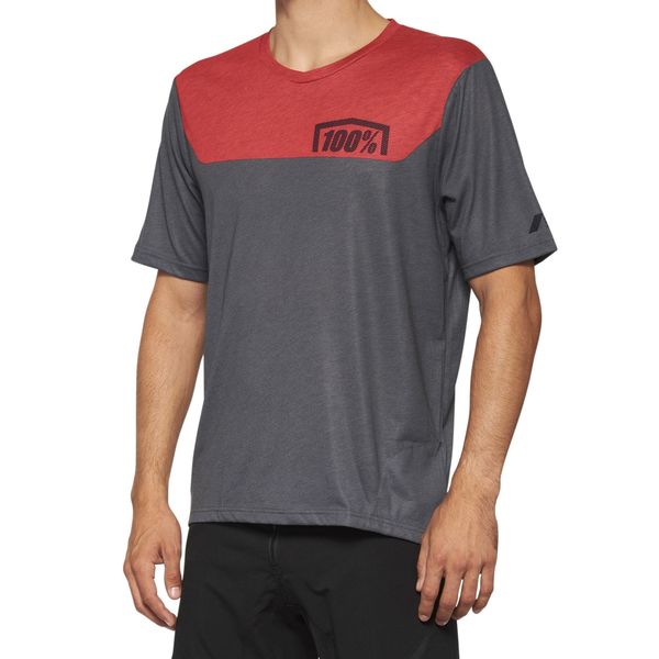 100% Airmatic Short Sleeve Jersey Charcoal/Racer Red click to zoom image