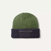 Sealskinz Colby Waterproof Zipped Pocket Knitted Beanie Small/Medium Olive/Navy  click to zoom image