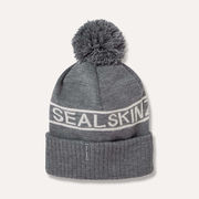 Sealskinz Heacham Waterproof Cold Weather Icon Bobble Hat Small/Medium Dark Grey/Cream  click to zoom image