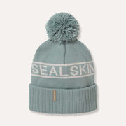 Sealskinz Heacham Waterproof Cold Weather Icon Bobble Hat Small/Medium Blue/ Cream  click to zoom image