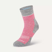Sealskinz Morston Solo Quickdry Ankle Length Sock Small Pink/Light Grey Marl/Cream  click to zoom image