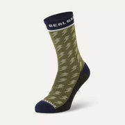 Sealskinz Rudham Womens Mid Length Meteorological Active Sock Small/Medium Olive/Navy/Cream  click to zoom image