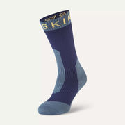 Sealskinz Stanfield Waterproof Extreme Cold Weather Mid Length Sock Small Navy Blue/Yellow  click to zoom image