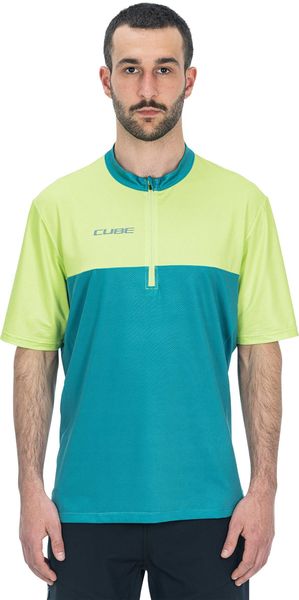 Cube Atx Jersey Half Zip Cmpt S/s Green/lime click to zoom image