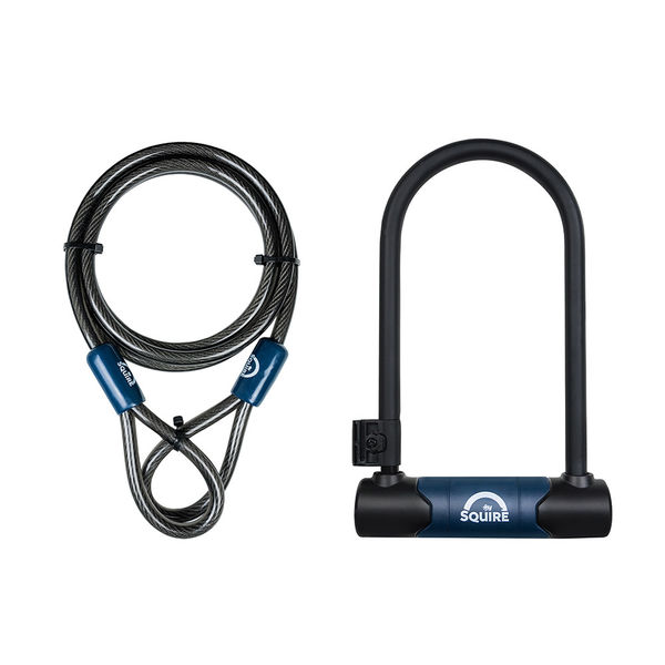 Squire Nevis 230 Shackle Kit D Lock - 230mm 13mm Steel shackle Key Lock w bracket. Security rating 9 inc. Ext.10x1800 Cable click to zoom image