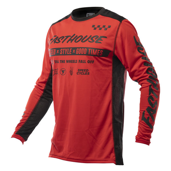 Fasthouse Grindhouse Domingo Long Sleeve Jersey Red click to zoom image