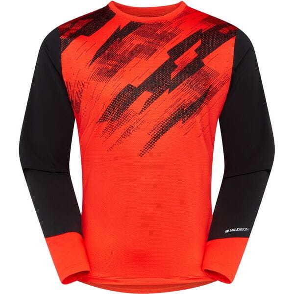 Madison Flux Men's Long Sleeve Trail Jersey , magma red / black click to zoom image