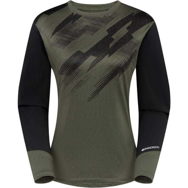 Madison Flux Women's Long Sleeve Trail Jersey, midnight green / black click to zoom image