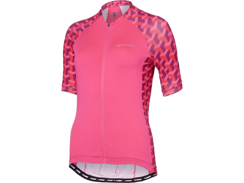 Madison Sportive women's short sleeve jersey, pink glo geo camo click to zoom image